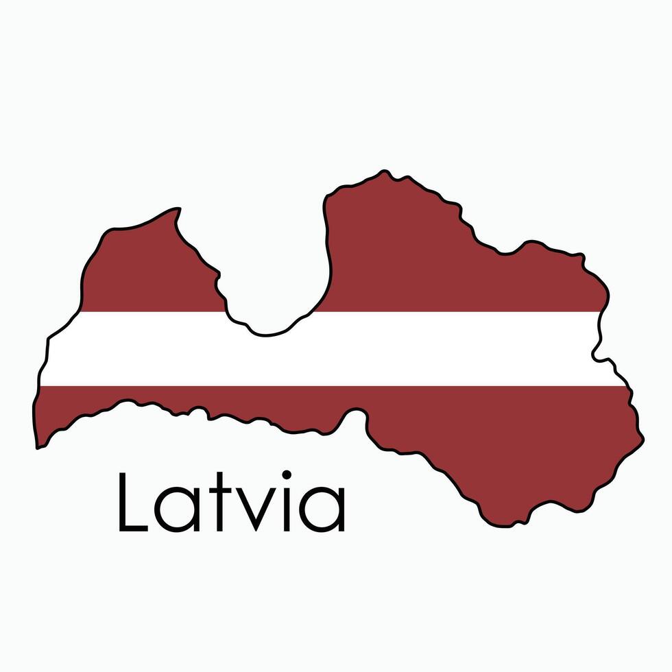 Outline drawing of Latvia flag map. vector