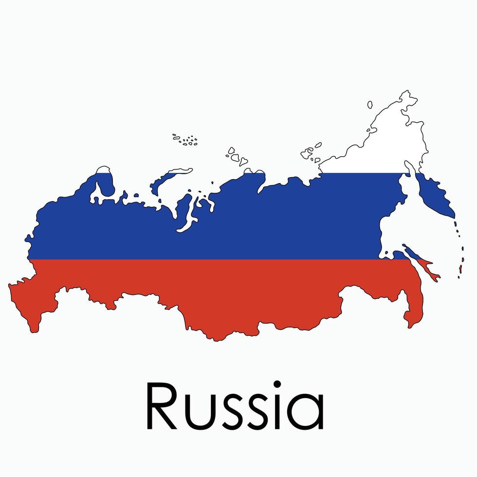 contorno dibujo de Rusia bandera mapa. vector