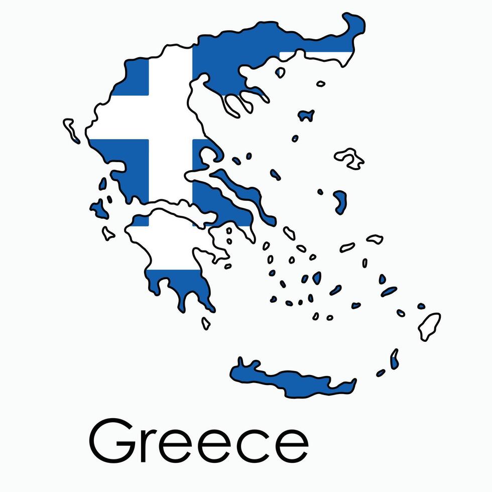 contorno dibujo de Grecia bandera mapa. vector
