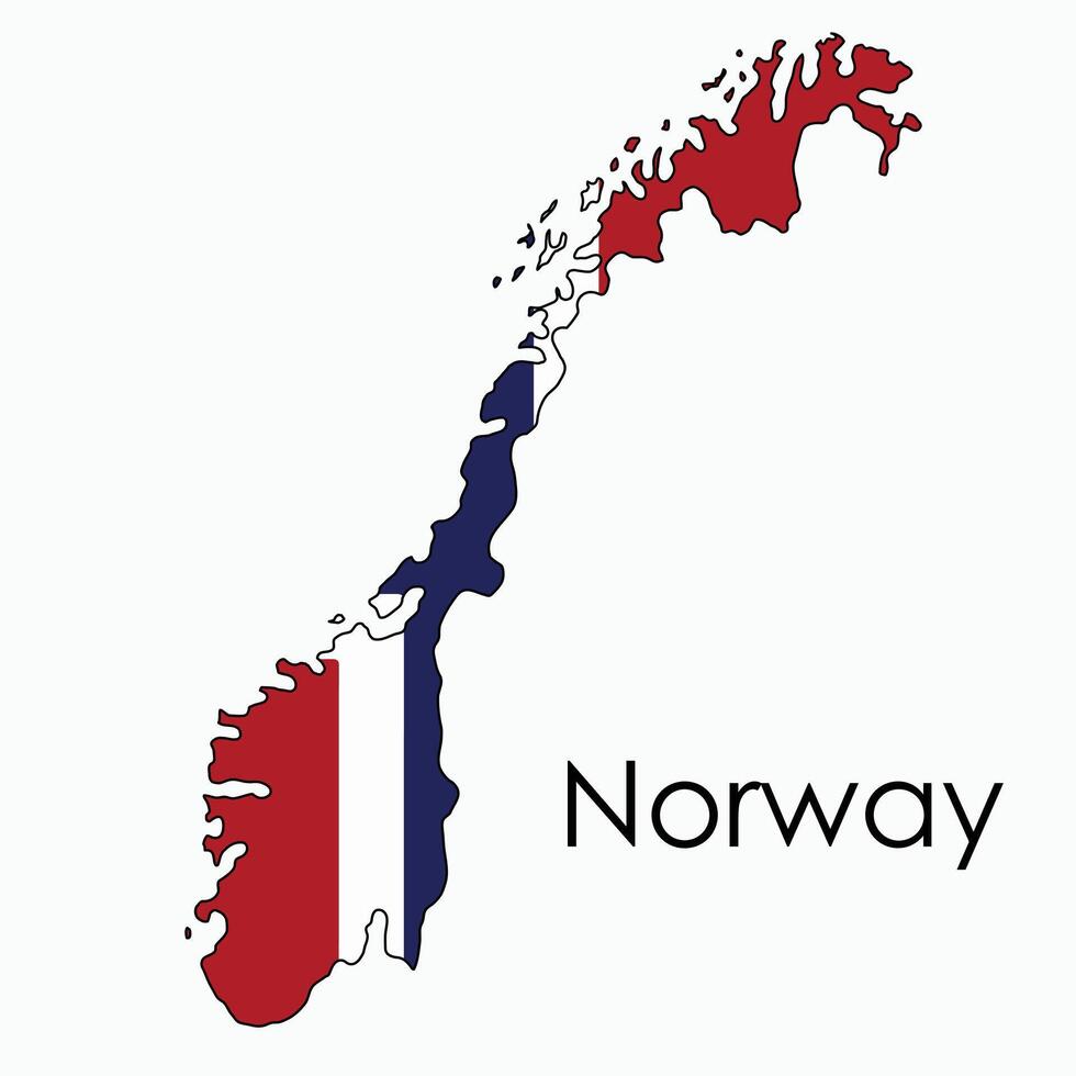 contorno dibujo de Noruega bandera mapa. vector