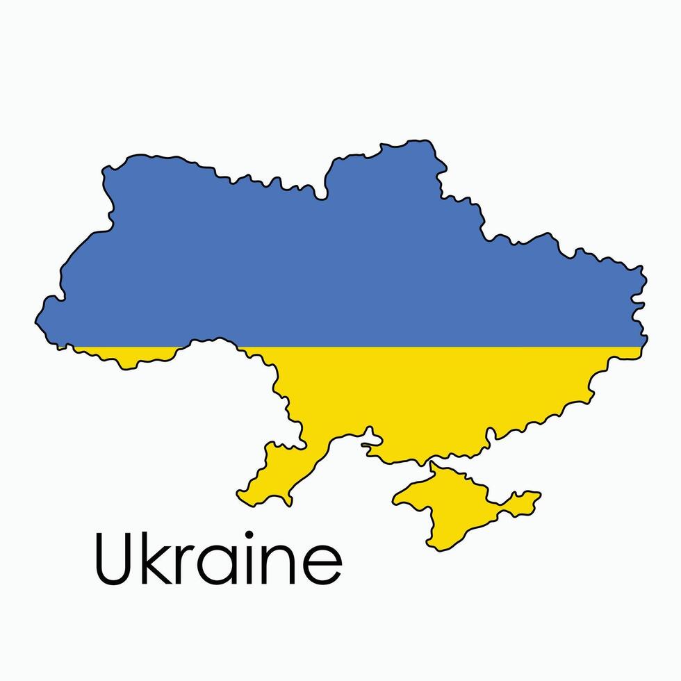Outline drawing of Ukraine flag map. vector