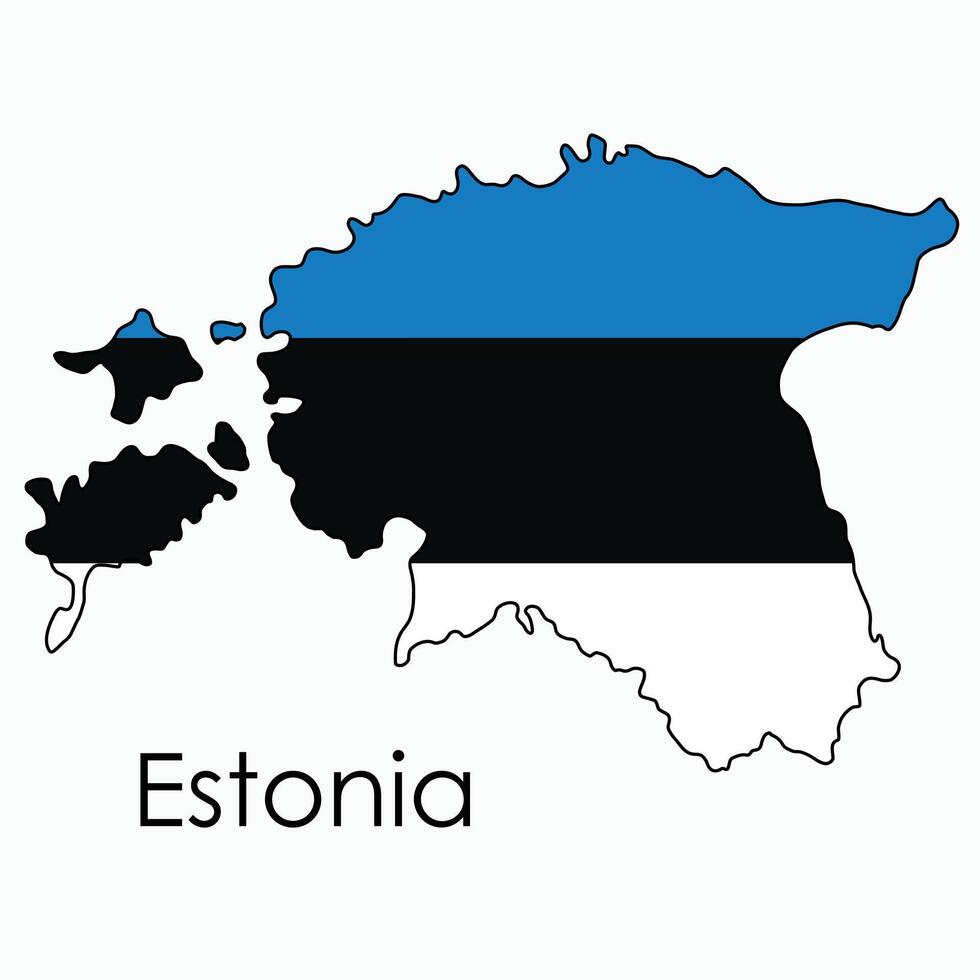 contorno dibujo de Estonia bandera mapa. vector