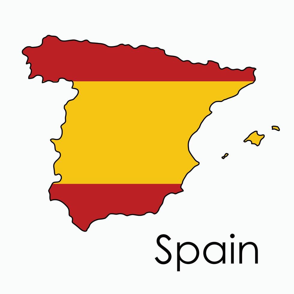 Outline drawing of Spain flag map. vector