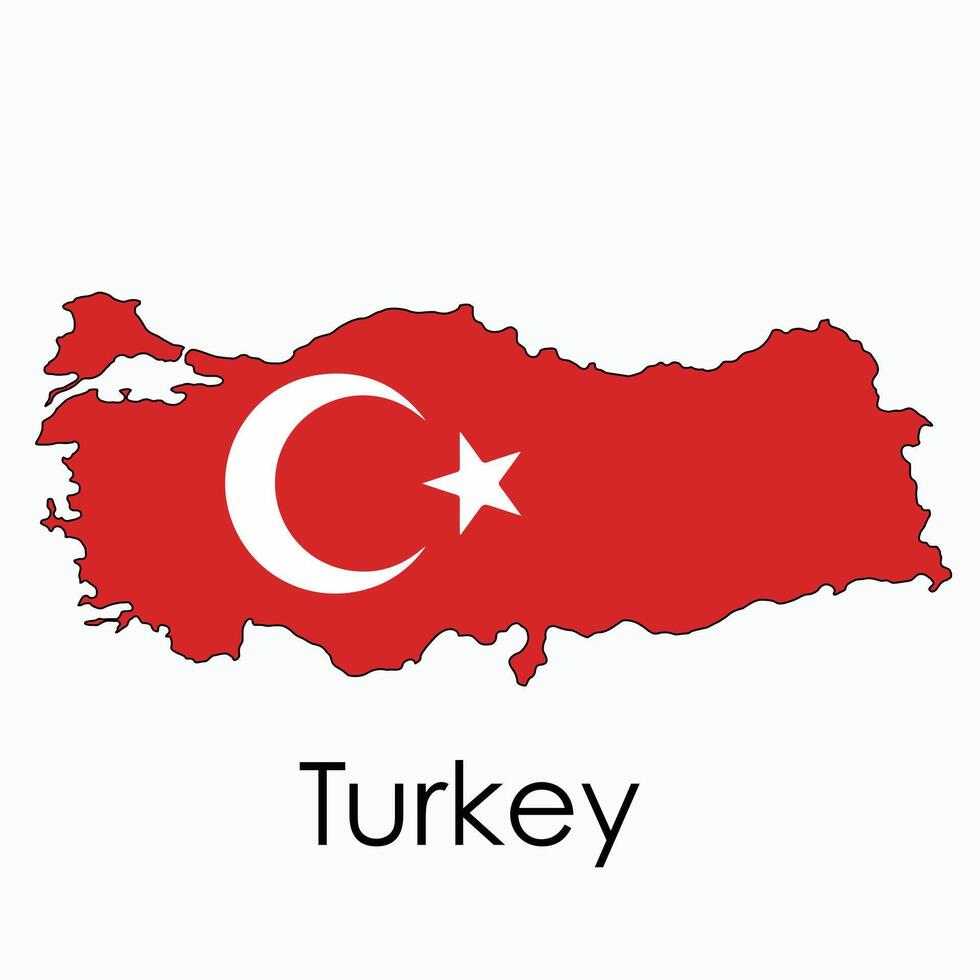 contorno dibujo de Turquía bandera mapa. vector