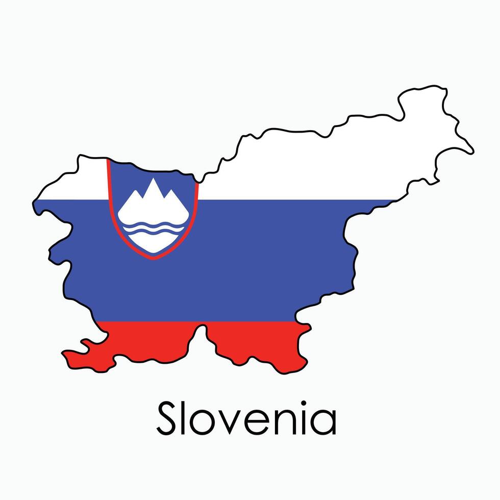 Outline drawing of Slovenia flag map. vector