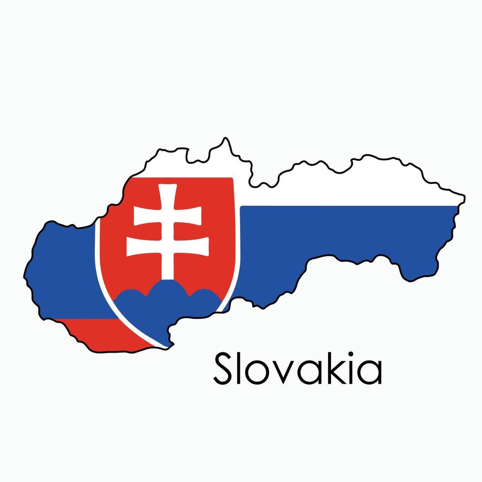 Outline drawing of Slovakia flag map. vector