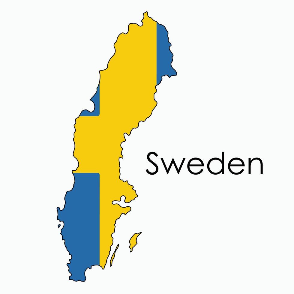 Outline drawing of Sweden flag map. vector