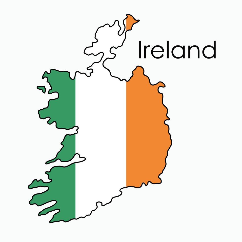 Outline drawing of Ireland flag map. vector