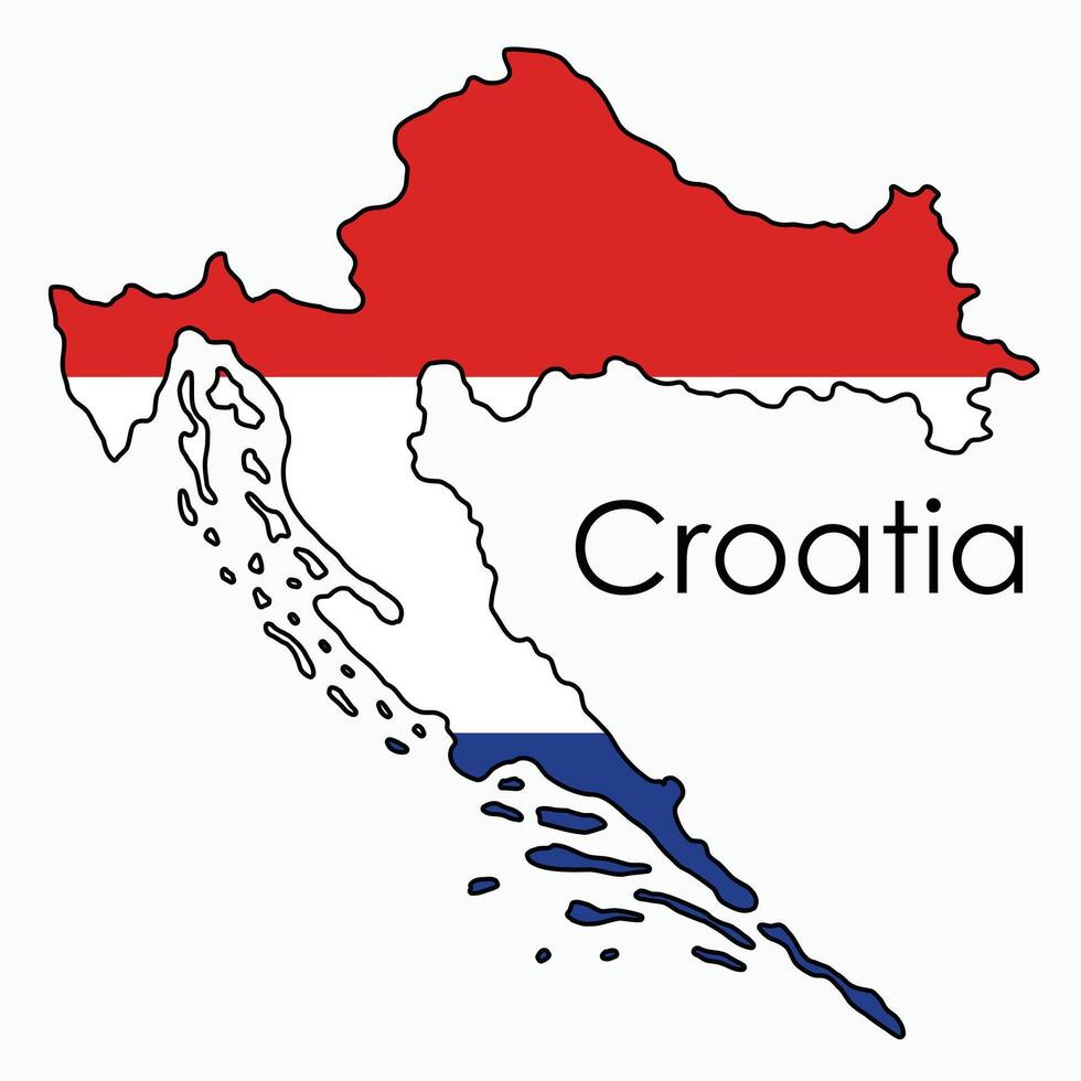 Outline drawing of Croatia flag map. vector