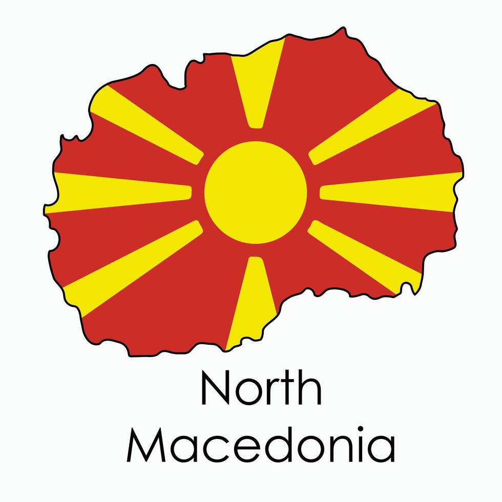 Outline drawing of North Macedonia flag map. vector