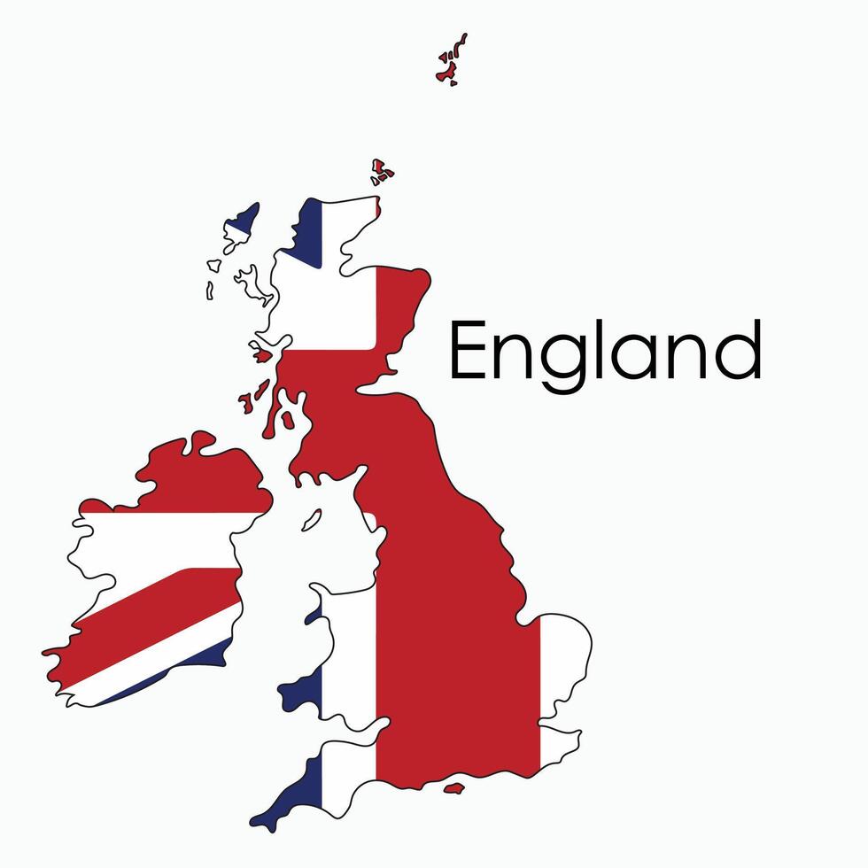 Outline drawing of England flag map. vector