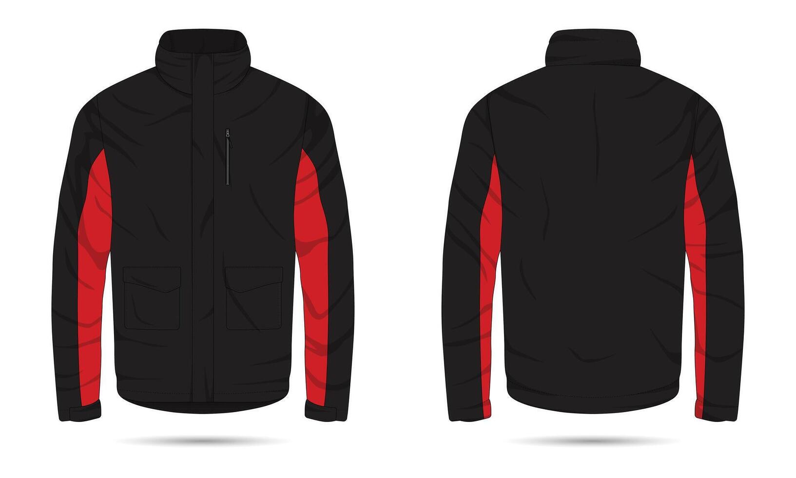 Outdoor jacket mockup front and back view vector