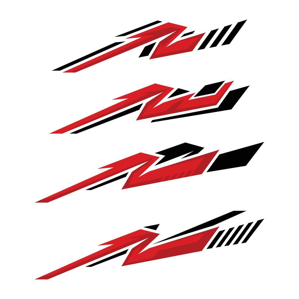 Collection of racing geometry striped vehicle wrap vinyl decals vector