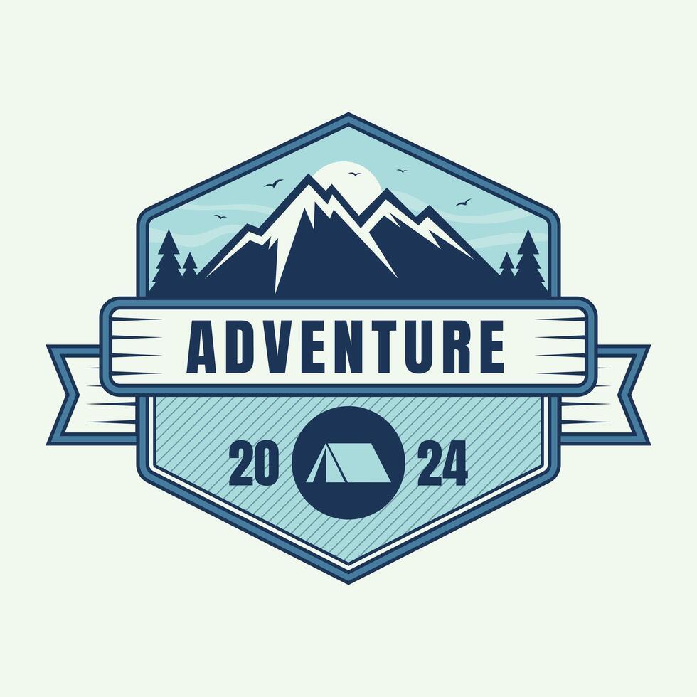 Mountain badge logo. Adventure logo vector
