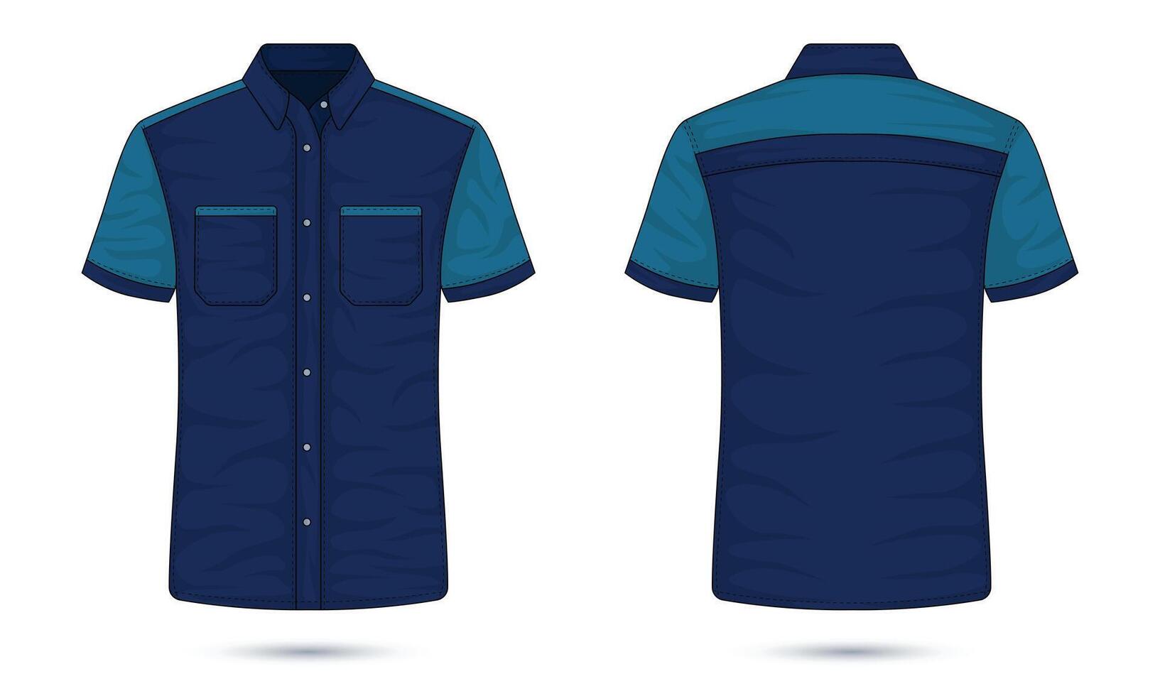 Collar office shirt mockup front and back view. Vector illustration