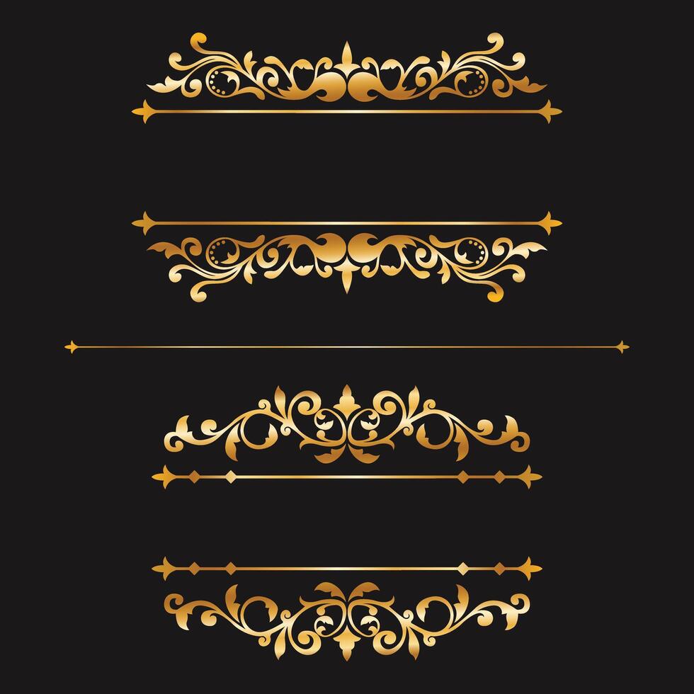 Gold floral vintage border. Luxury gold floral ornament frame vector
