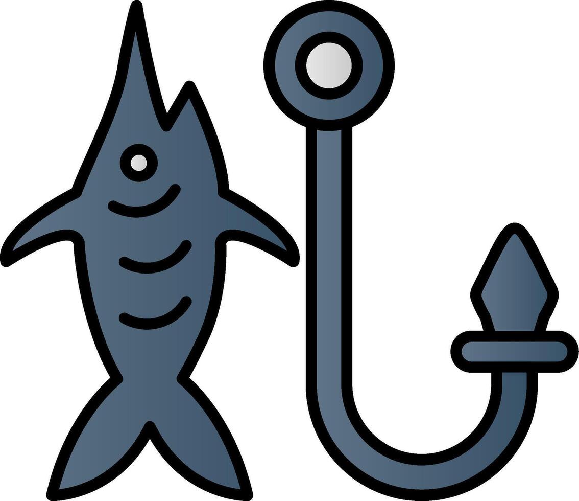 Fishhook Line Filled Gradient  Icon vector