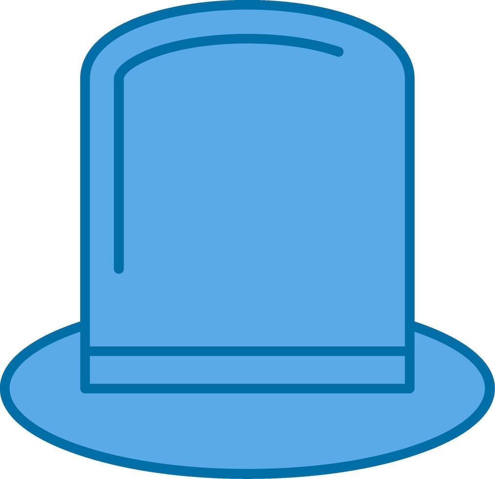 parte superior sombrero lleno azul icono vector