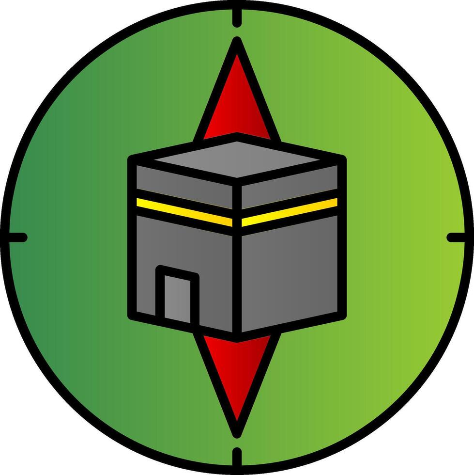 qibla Brújula línea lleno degradado icono vector