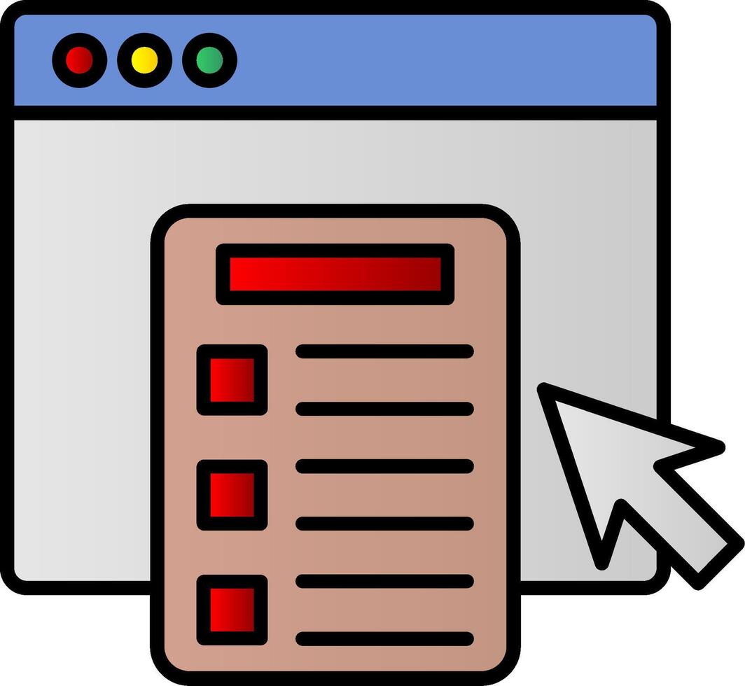 Online Survey Line Filled Gradient  Icon vector