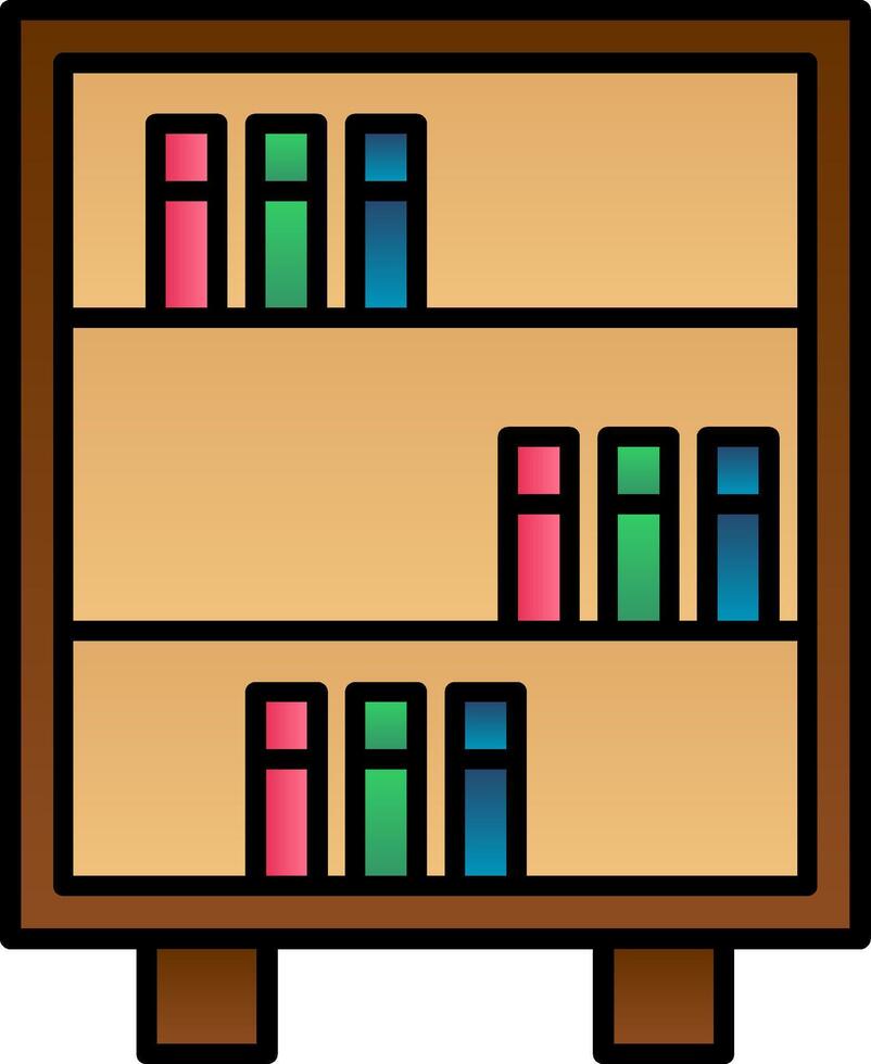 Bookshelf Line Filled Gradient  Icon vector