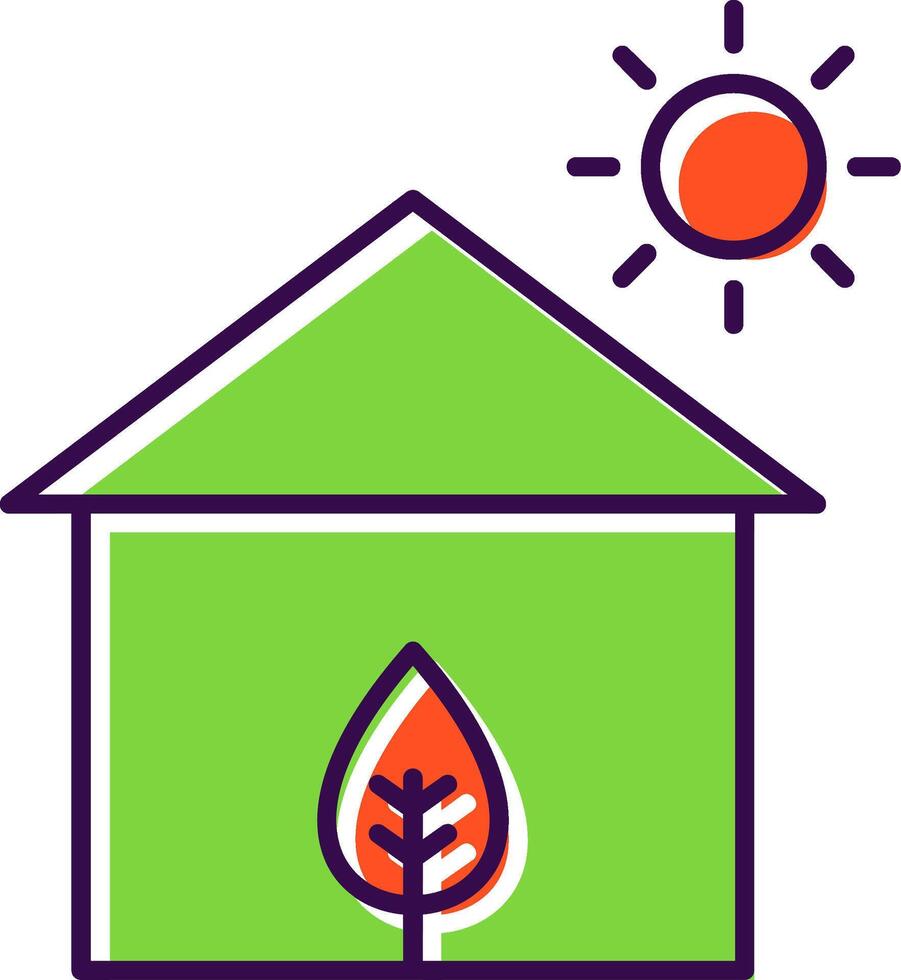 Eco House Filled  Icon vector