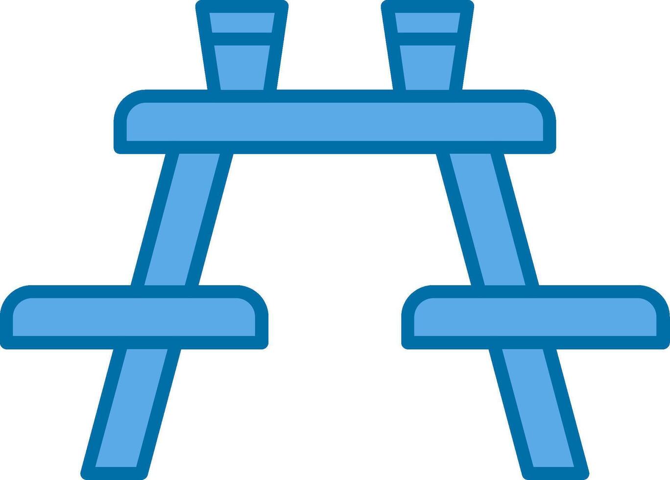 Picnic Table Filled Blue  Icon vector