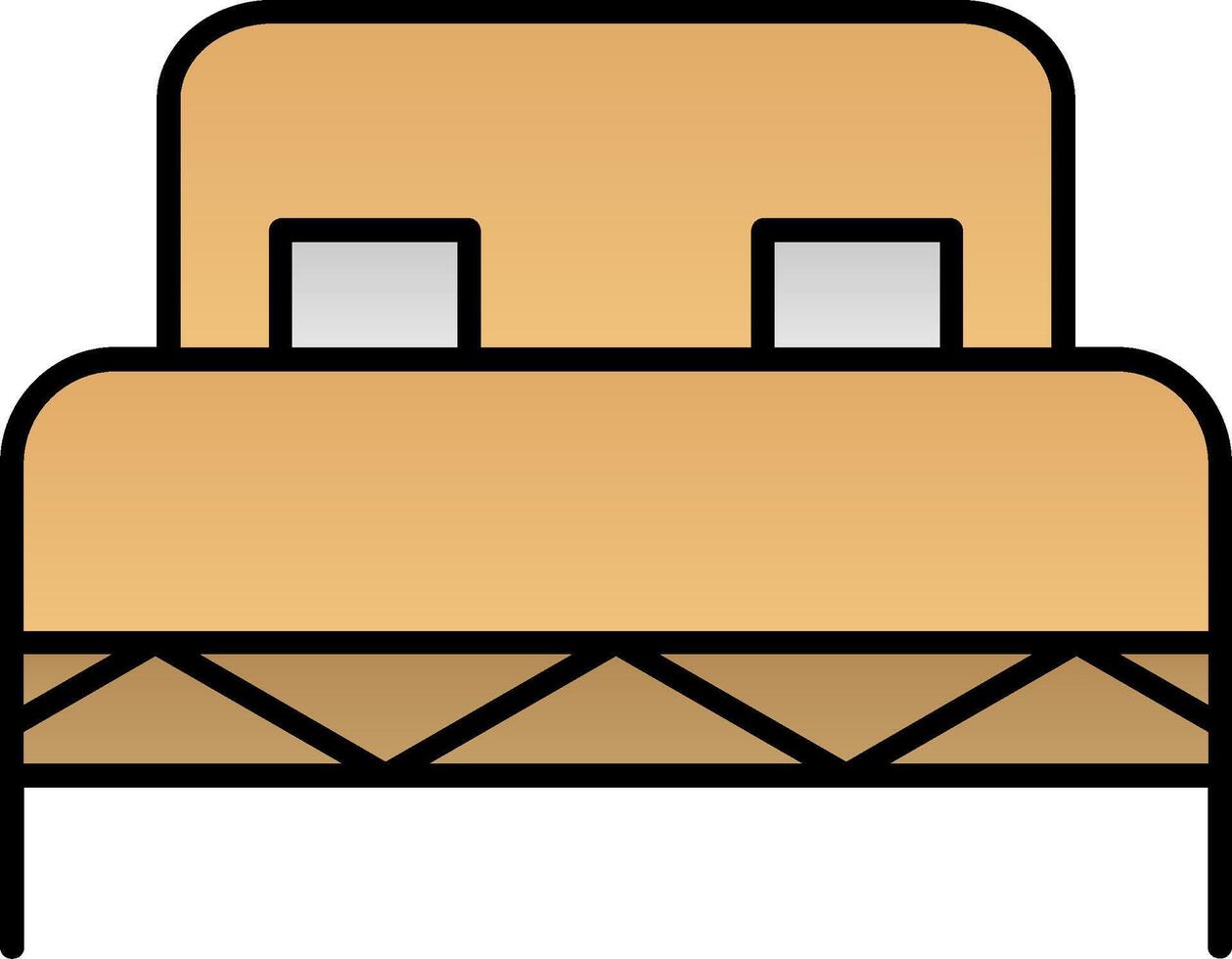 Double Bed Line Filled Gradient  Icon vector