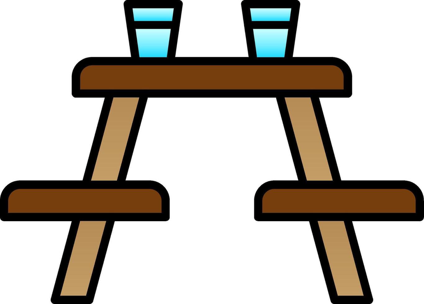Picnic Table Line Filled Gradient  Icon vector