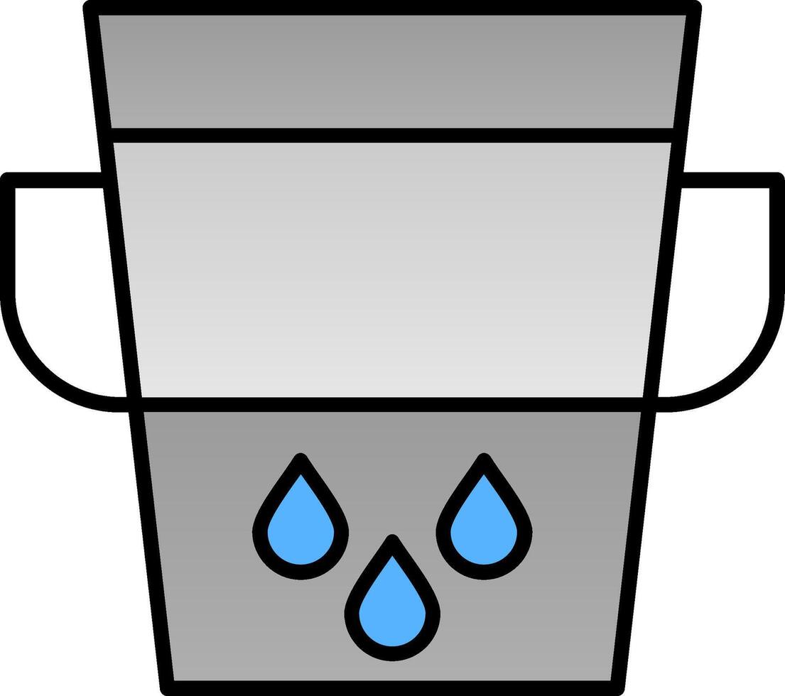 Water Bucket Line Filled Gradient  Icon vector