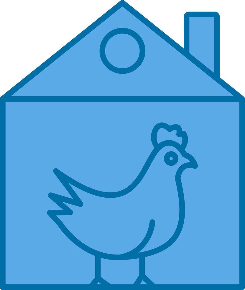 Chicken Filled Blue  Icon vector