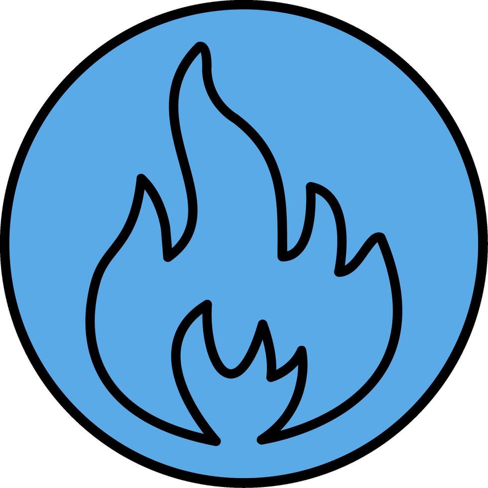 fuego lleno azul icono vector