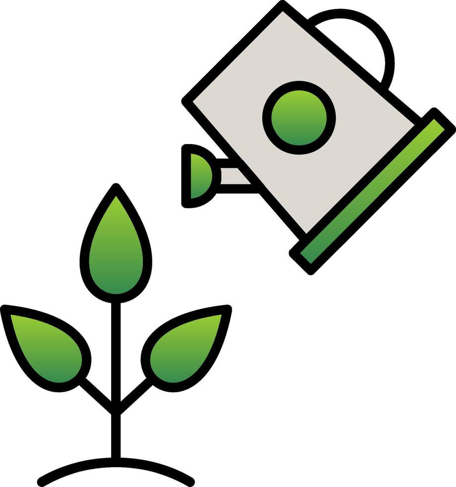 Watering Plants Line Filled Gradient  Icon vector