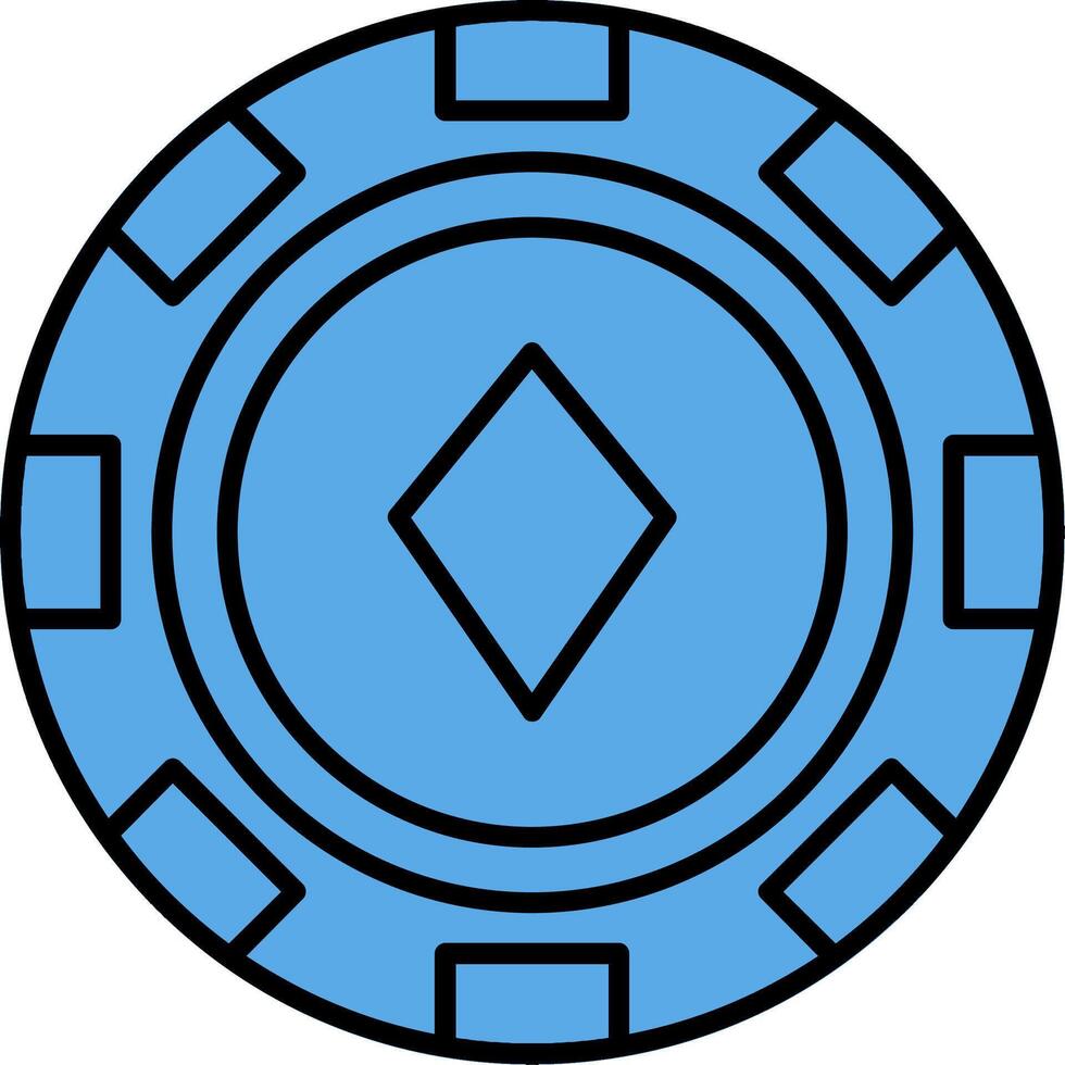 Poker Chip Filled Blue  Icon vector