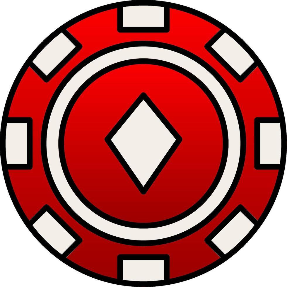 Poker Chip Line Filled Gradient  Icon vector