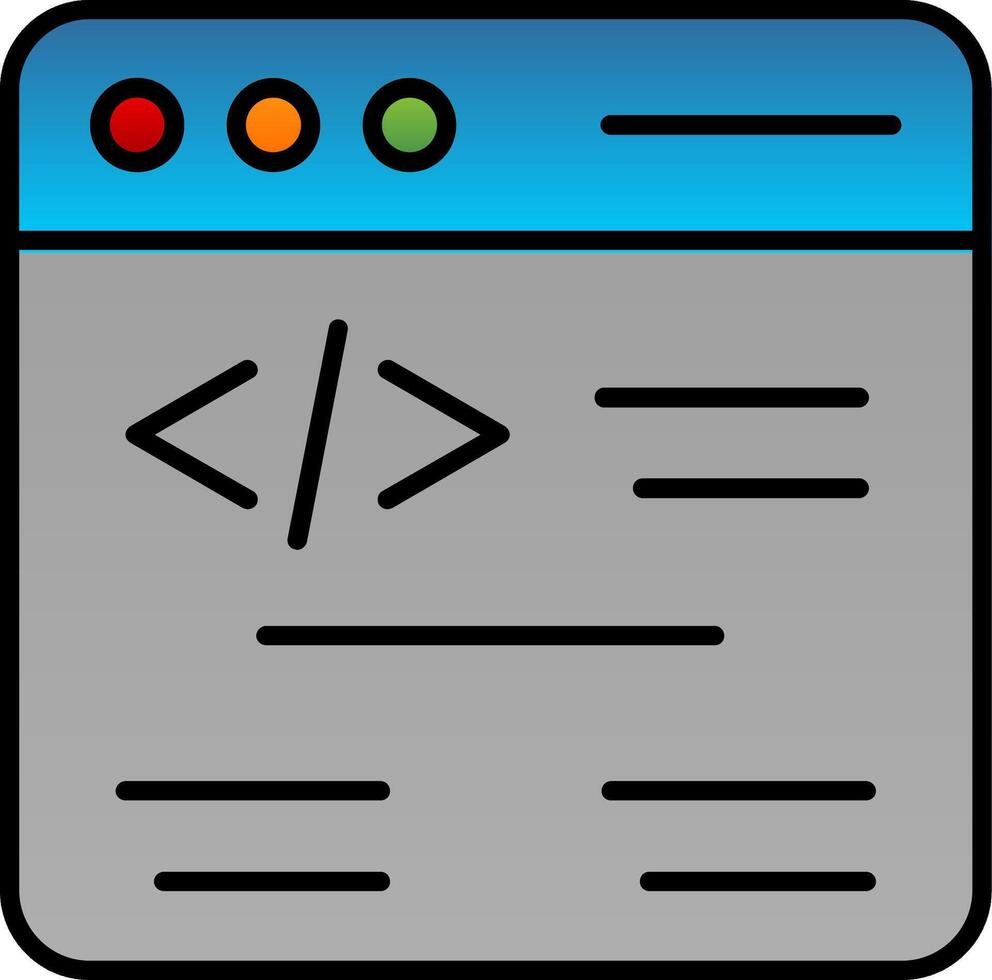 Web Coding Line Filled Gradient  Icon vector