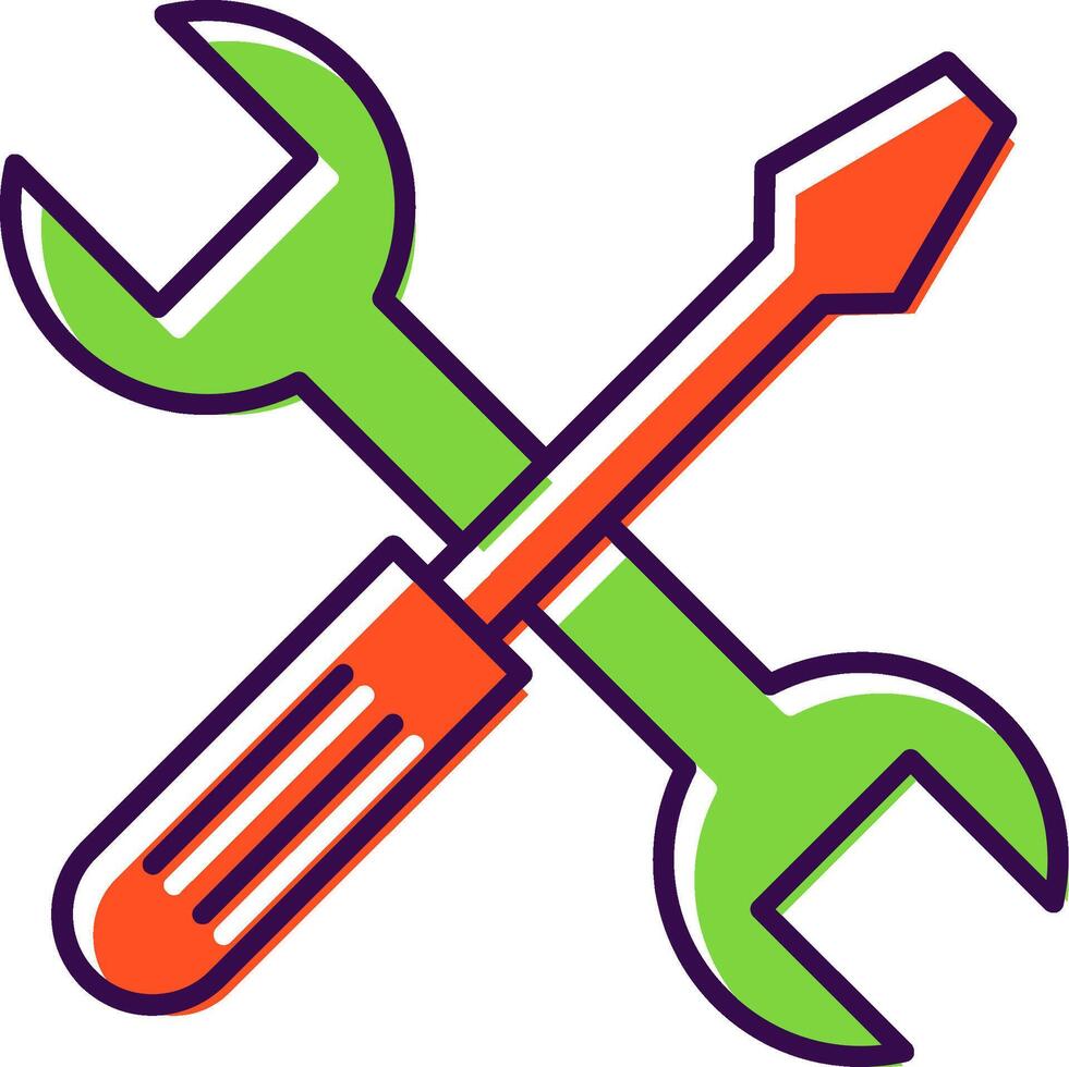 Cross Wrench Filled  Icon vector