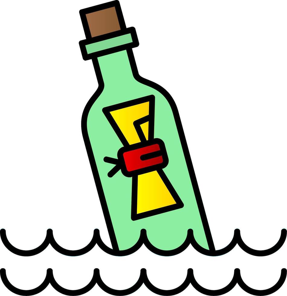 Message In Bottle Line Filled Gradient  Icon vector