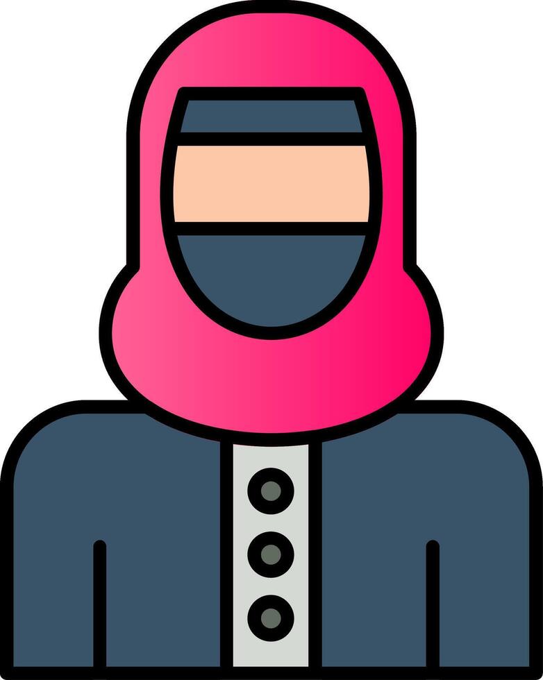 mujer con niqab línea lleno degradado icono vector