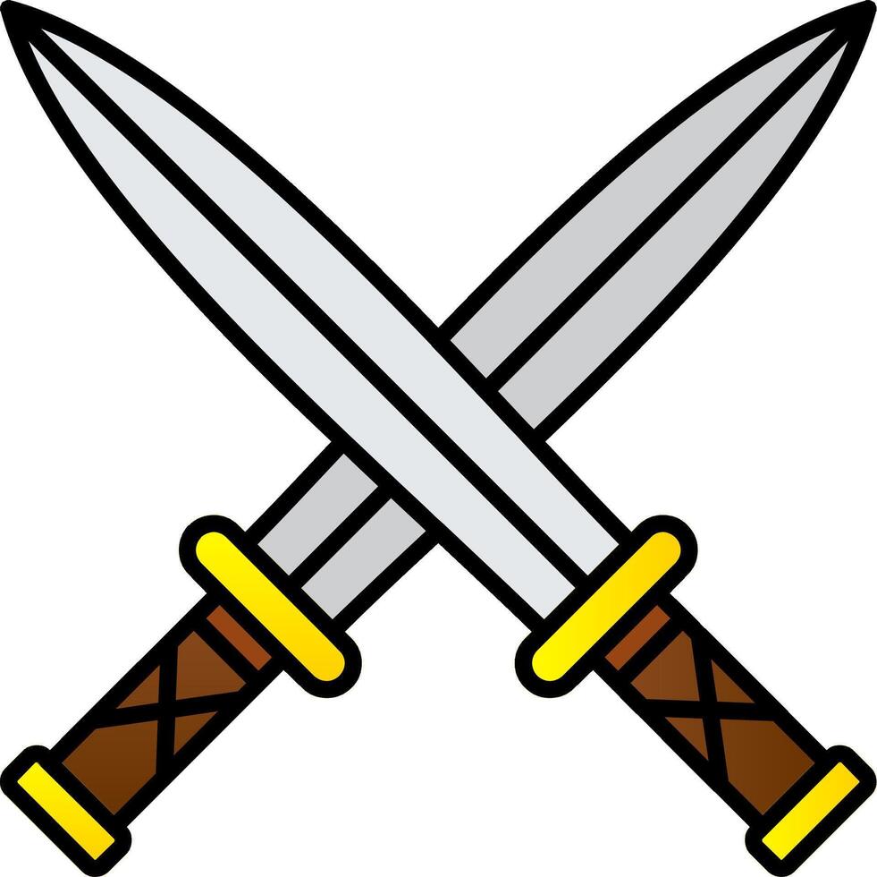 Two Swords Line Filled Gradient  Icon vector