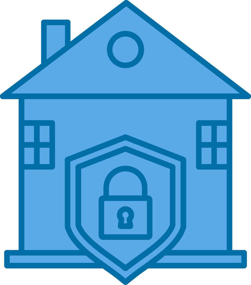 casa proteccion lleno azul icono vector