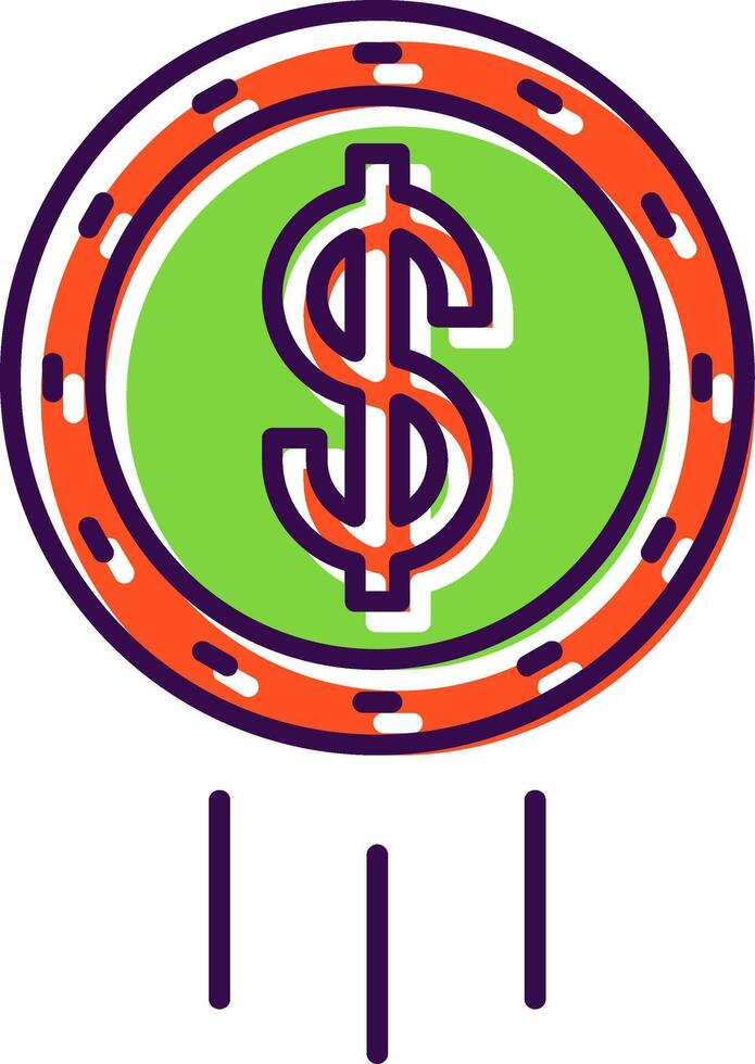 Dollar Coin Filled  Icon vector
