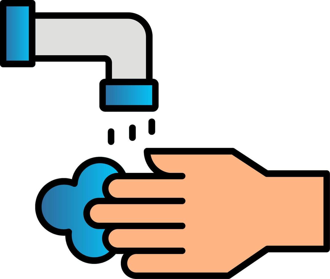 Washing Hands Line Filled Gradient  Icon vector