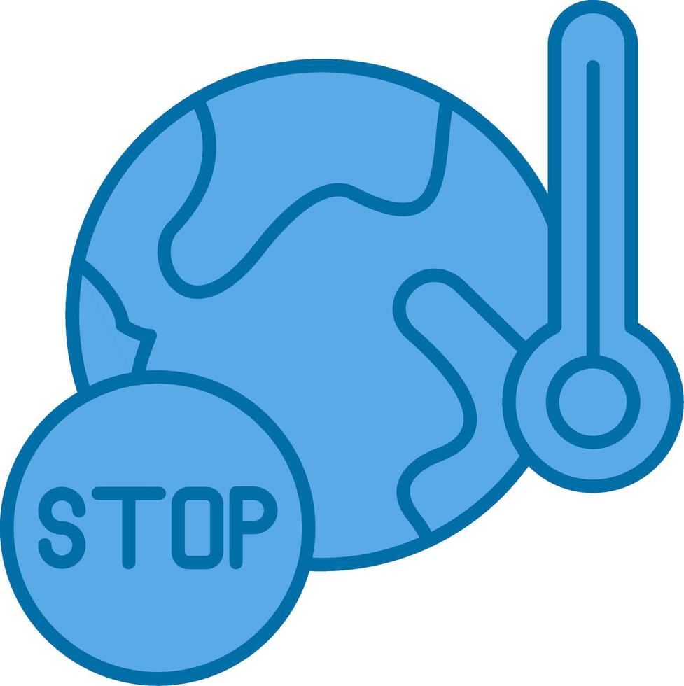 Stop Global Warming Filled Blue  Icon vector