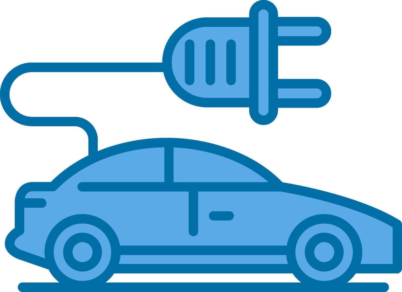 Electric Car Filled Blue  Icon vector
