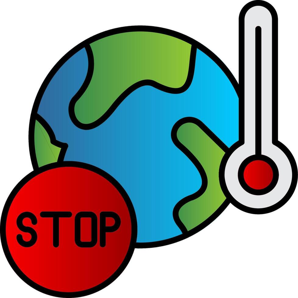 Stop Global Warming Line Filled Gradient  Icon vector