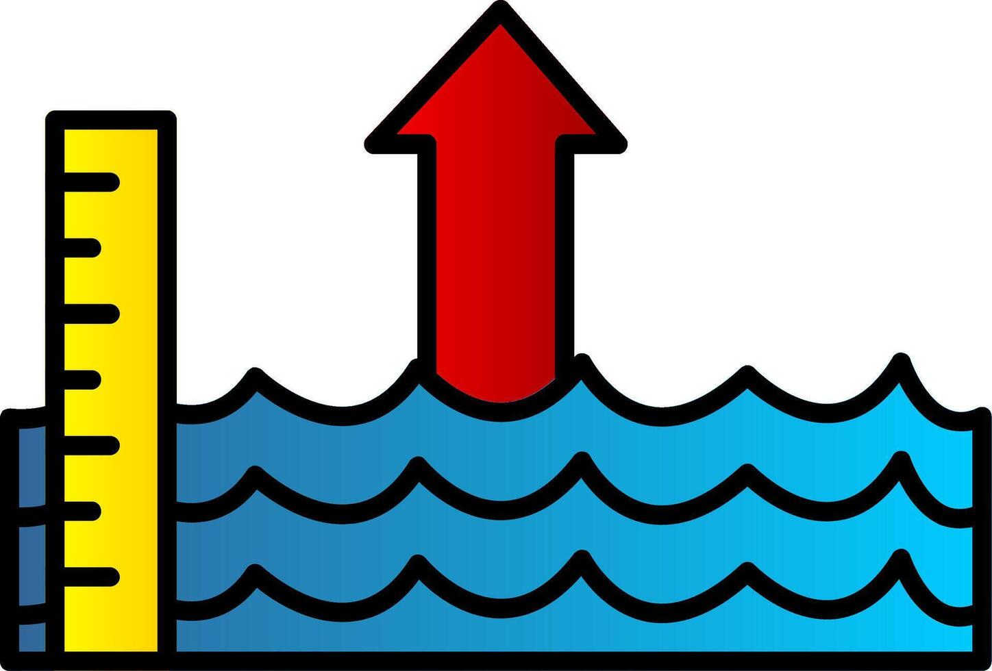 Sea Level Rise Line Filled Gradient  Icon vector