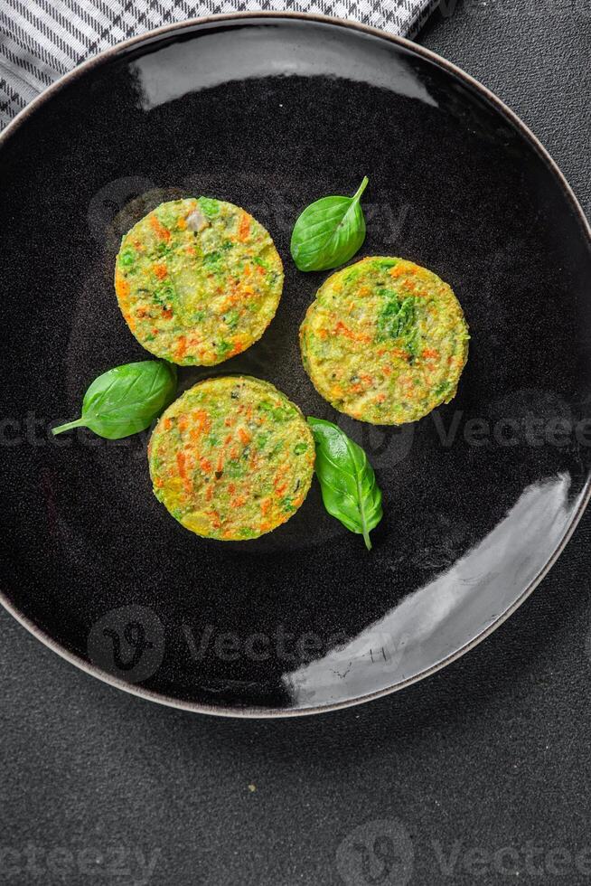 vegetable cutlet carrot, broccoli, potatoes, onion fresh vegetarian vegan food tasty healthy eating meal food snack on the table copy space food background rustic top view photo