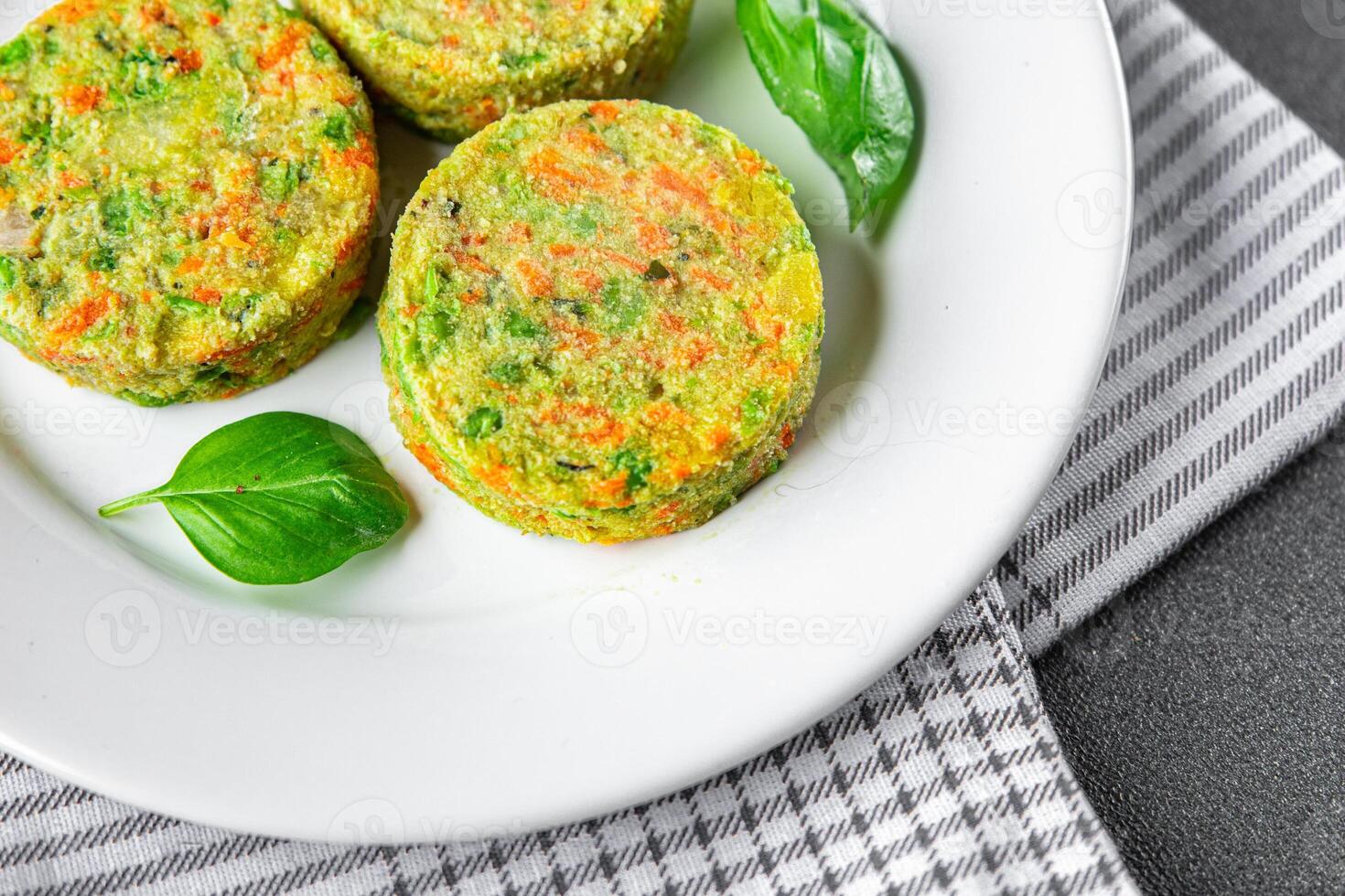 vegetable cutlet carrot, broccoli, potatoes, onion fresh vegetarian vegan food tasty healthy eating meal food snack on the table copy space food background rustic top view photo