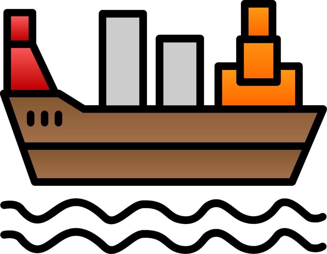 Cargo Ship Line Filled Gradient  Icon vector